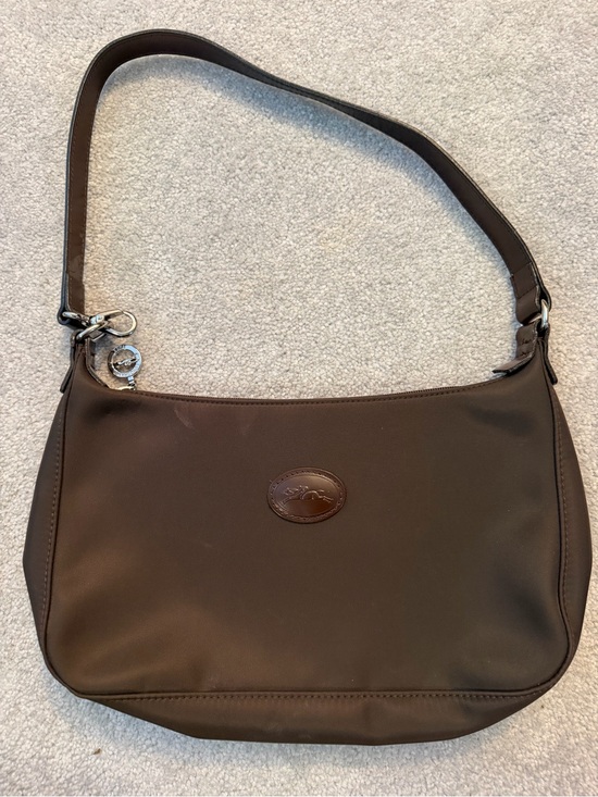 Longchamp Handbags - Longchamp Brown Nylon Shoulder Bag with Leather Trim